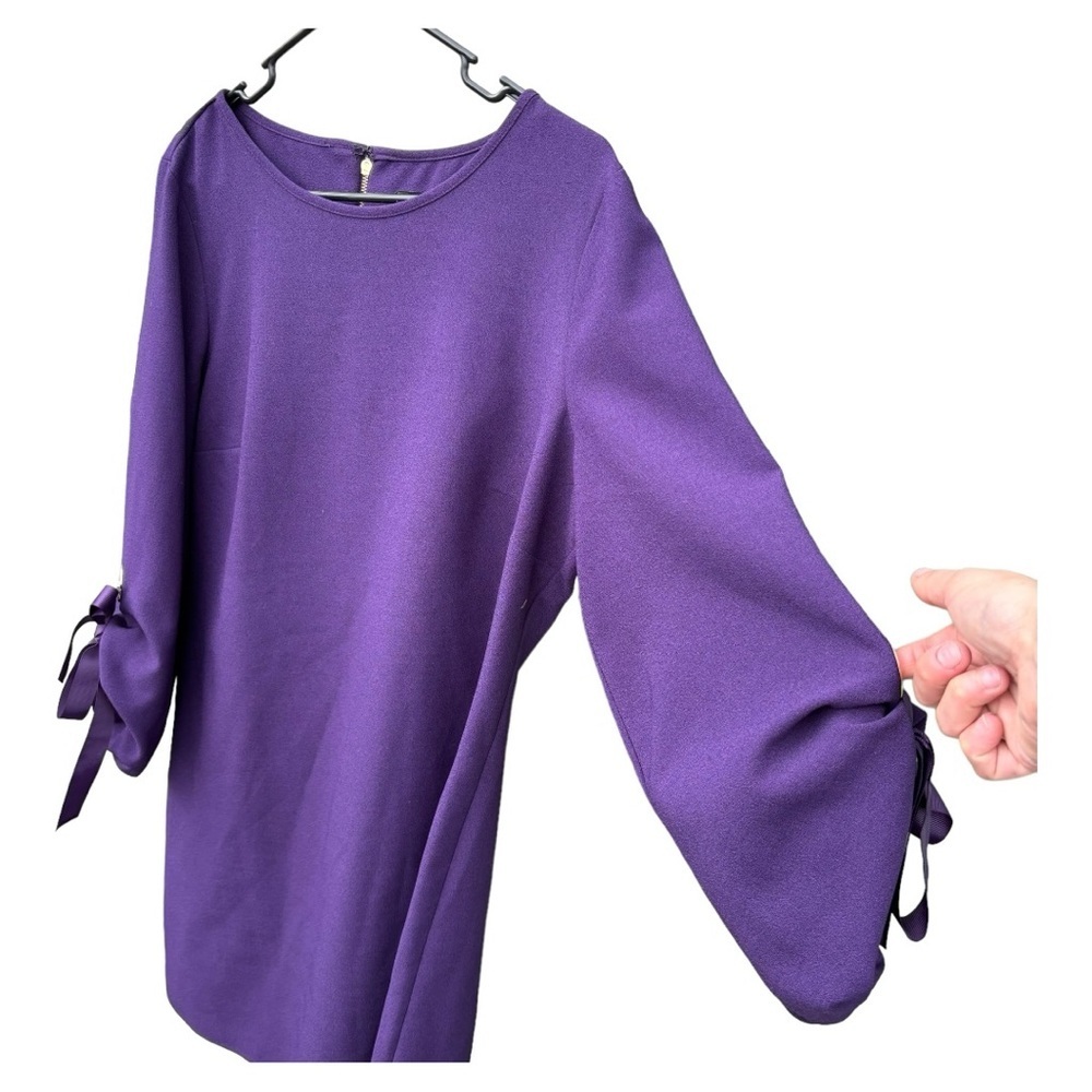 MSK Purple Long Sleeve Tie-Cuff Dress